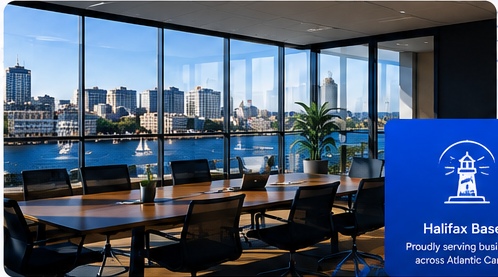 Modern Halifax business meeting space overlooking the waterfront