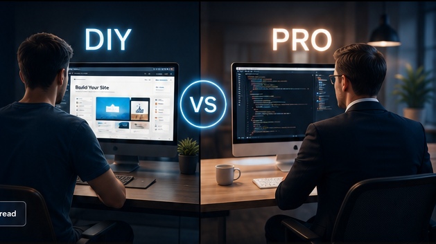 DIY website builder compared with professional web development